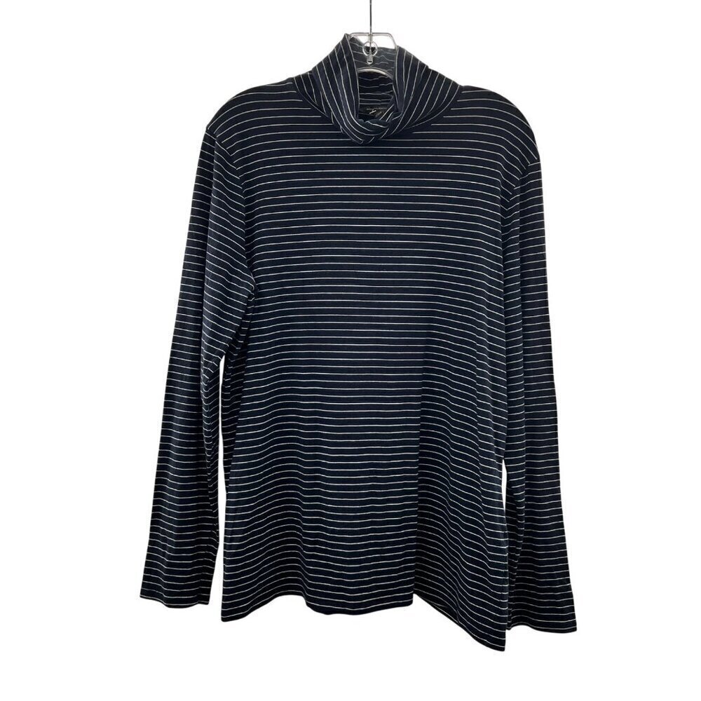 Banana Republic Women's Mock Neck Long Sleeve Striped Top Navy/White Size XL